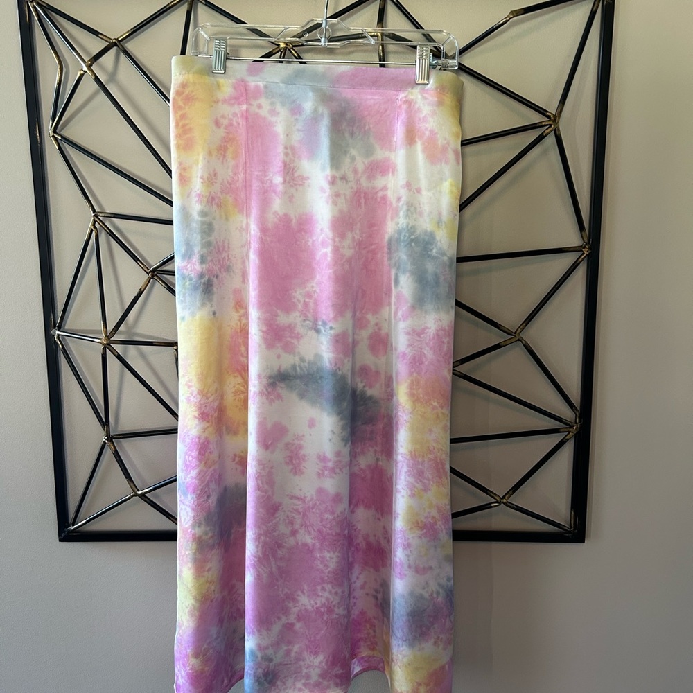 Nation LTD Tie-Dye Maxi Skirt - Pink, Yellow, Gray